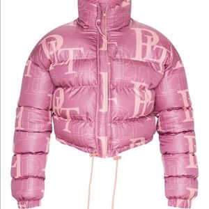 Pink Crop Puffer Jacket
